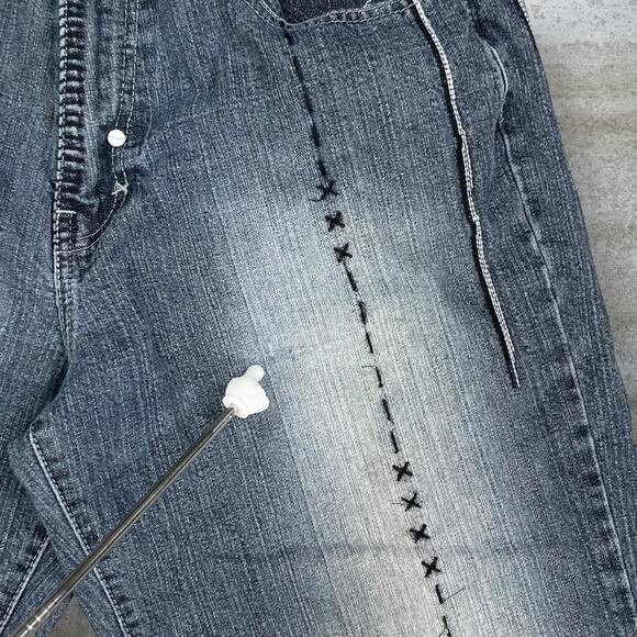 Vintage Y2K Enyce Skater Jeans 32x32 Baggy Wide Leg Dark Wash Denim Embroidered - Picture 9 of 9